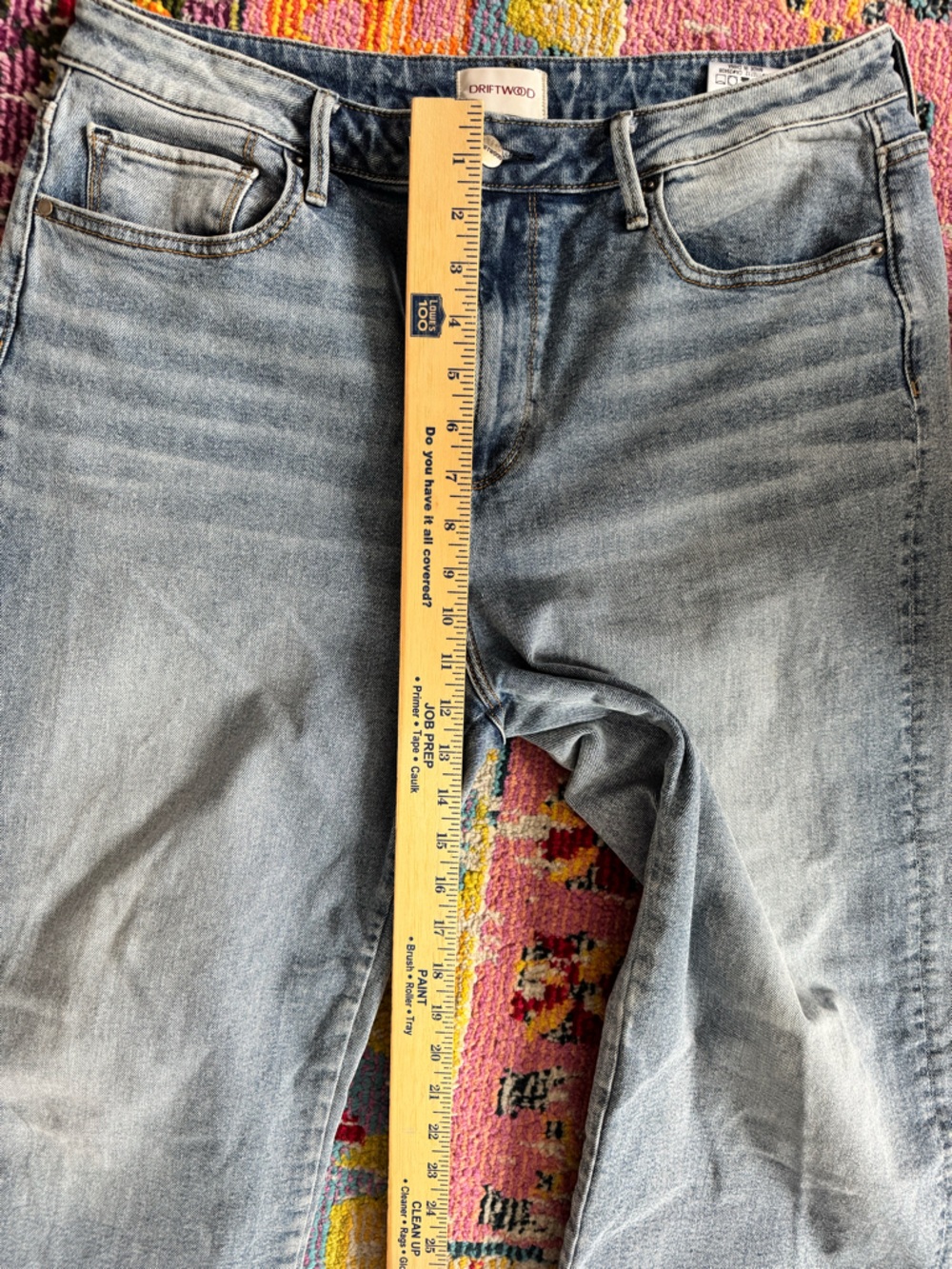 Driftwood Charlee Embroidered Floral Cuff Barrel Leg Jeans Size 33 euc Sundance - Picture 8 of 9